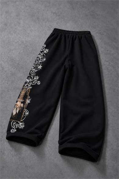 Erkek Siyah Victories Patch Nakışlı Baggy Eşofman