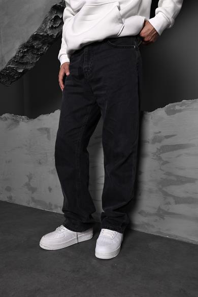 Erkek Siyah Yıkamalı Baggy Pantolon