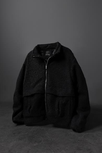 Erkek Siyah Yünlü Astarlı Kaşe Ceket