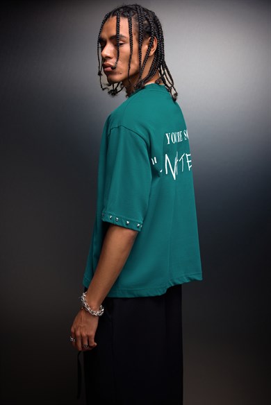 Erkek Slatra Yeşili Amateur Spreyli Boxy Fit Tshirt
