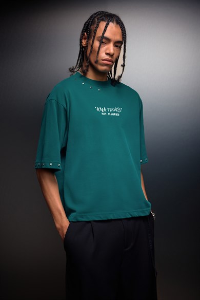 Erkek Slatra Yeşili Amateur Spreyli Boxy Fit Tshirt