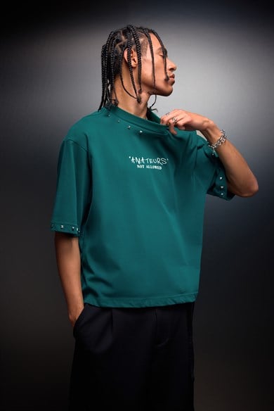 Erkek Slatra Yeşili Amateur Spreyli Boxy Fit Tshirt