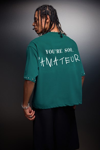 Erkek Slatra Yeşili Amateur Spreyli Boxy Fit Tshirt