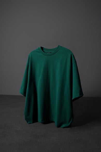Erkek Slatra Yeşili Boxy Fit Basic Tshirt