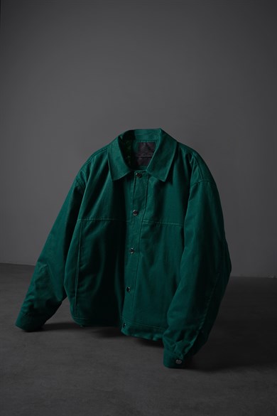 Erkek Slatra Yeşili Boxy Fit Gabardin Ceket