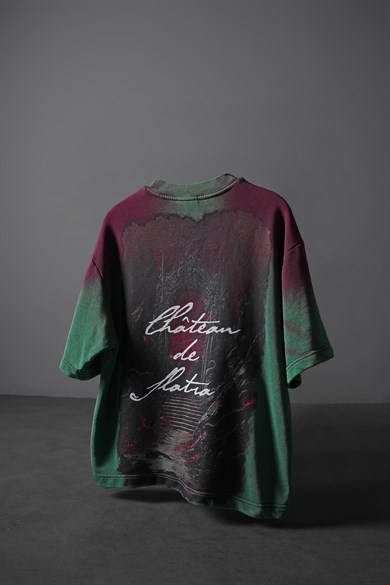 Erkek Yeşil Chateau Box Fit Yıkama Efektli Tshirt