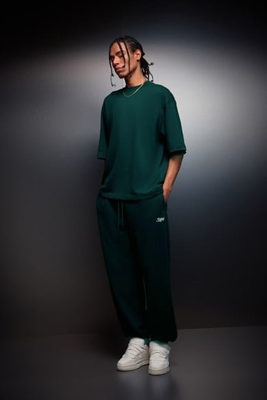 Erkek Slatra Yeşili Oversize Basic Tshirt