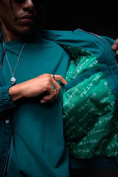 Erkek Slatra Yeşili Oversize Cepli Gabardin Ceket