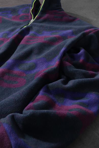 Erkek Tongue Desen Yarım Fermuar Oversize Polar Sweatshirt
