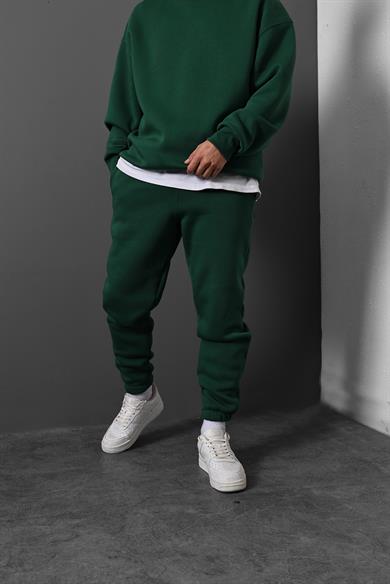 Erkek Yeşil Basic Paça Lastikli Eşofman