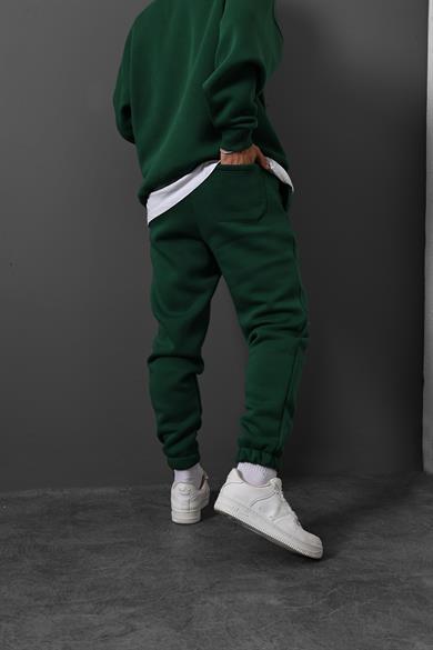 Erkek Yeşil Basic Paça Lastikli Eşofman