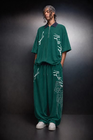 Erkek Yeşil Bite Back Kemer Detaylı Baggy Eşofman