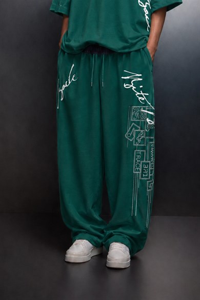 Erkek Yeşil Bite Back Kemer Detaylı Baggy Eşofman