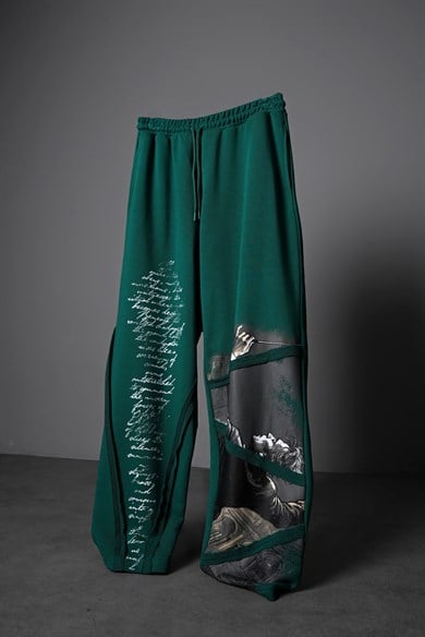 Erkek Yeşil Conductor Baskılı Parçalı Baggy Eşofman