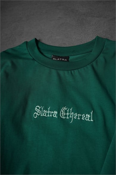 Erkek Yeşil Ethereal Nakış Oversize Tshirt