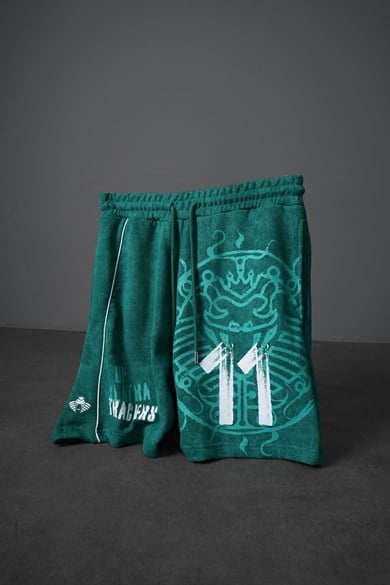 Erkek Yeşil Tracers 11 Yıkama Efektli Diz Üstü Şort