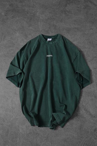 Erkek Yeşil Viper Özel Yıkamalı Kumaş Oversize Tshirt