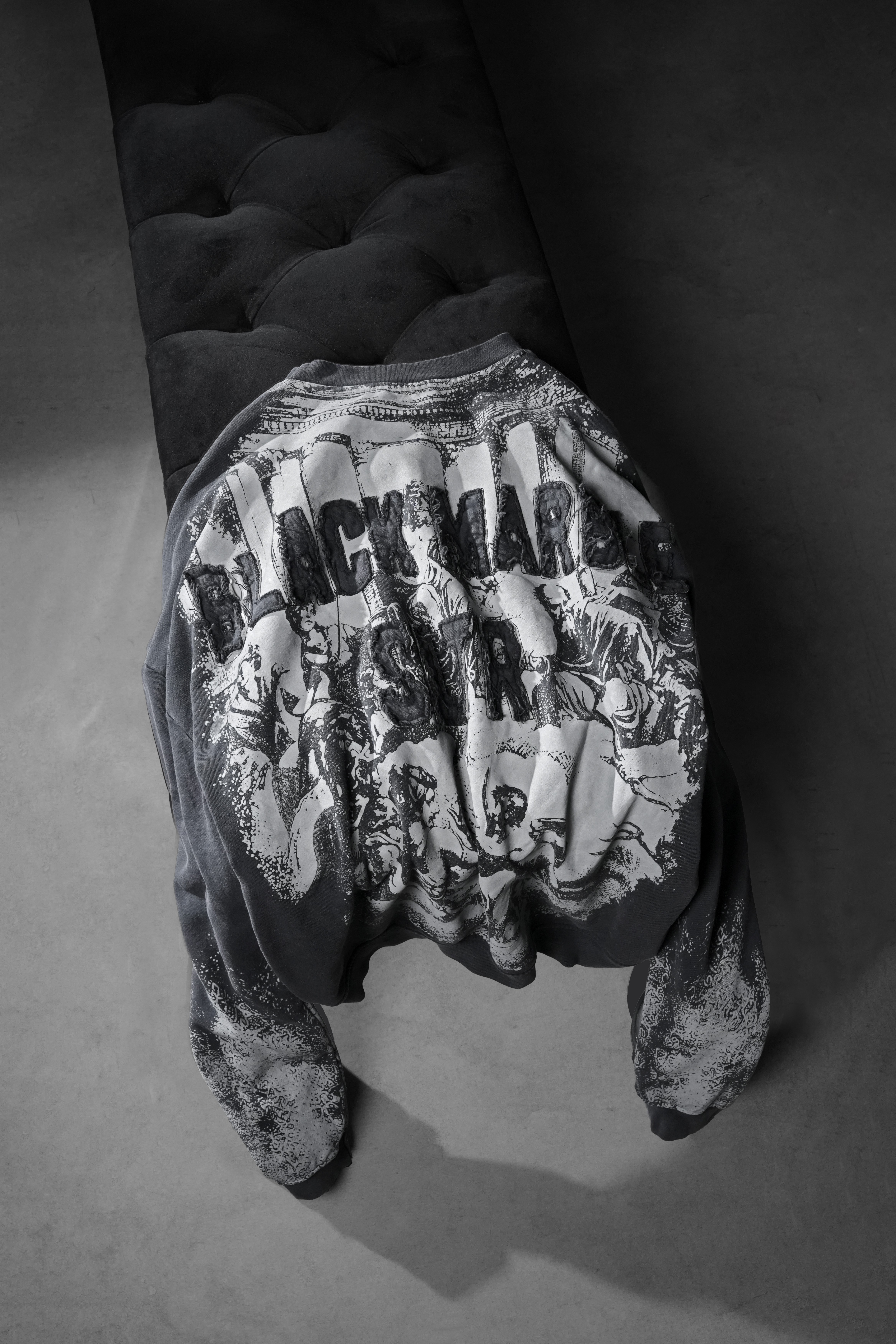 Erkek Siyah Black Marble Özel Yıkamalı Oversize Sweatshirt · 4