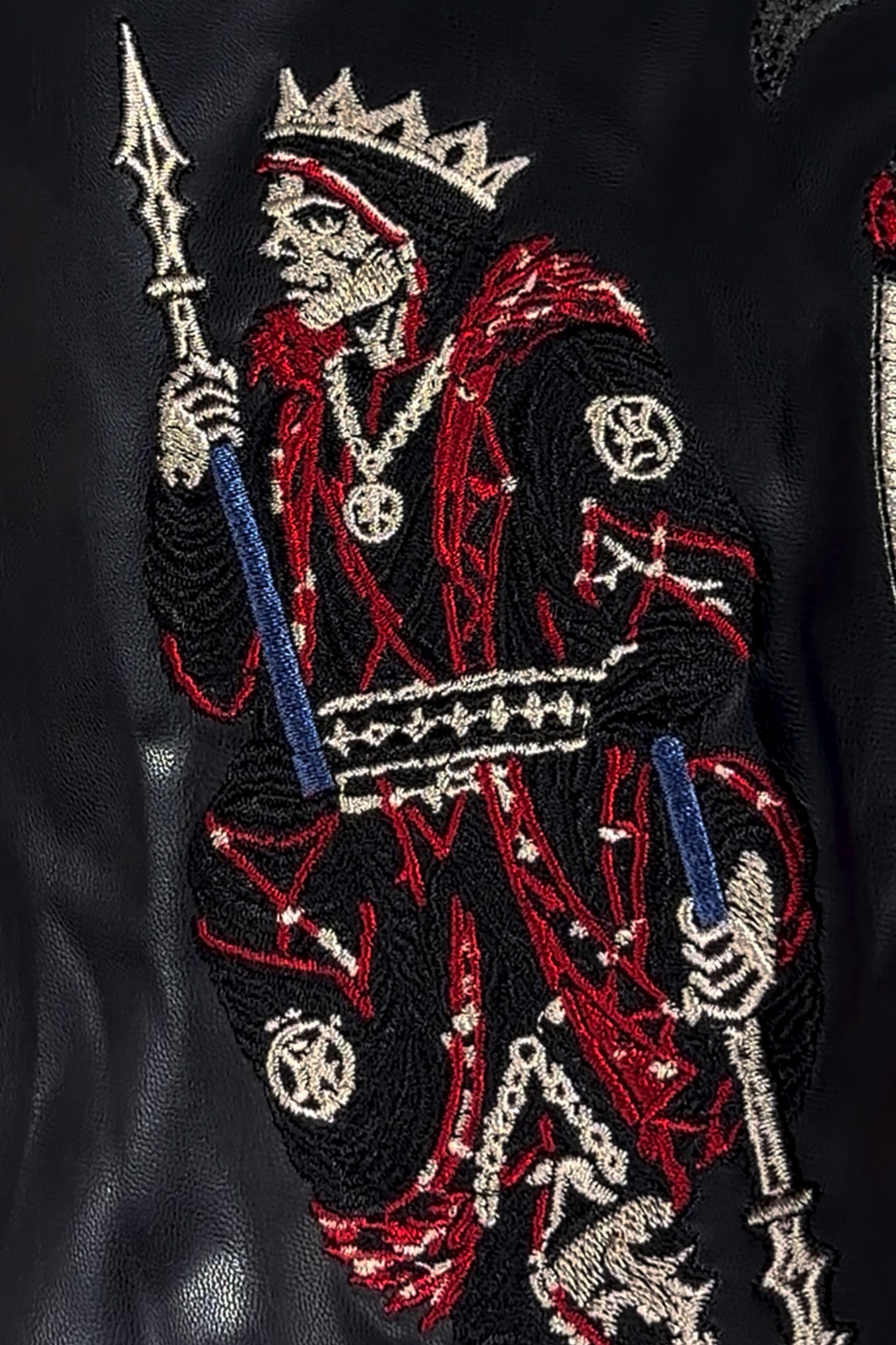 Erkek Siyah Serpent Tribe Nakışlı Bomber Deri Ceket · 9