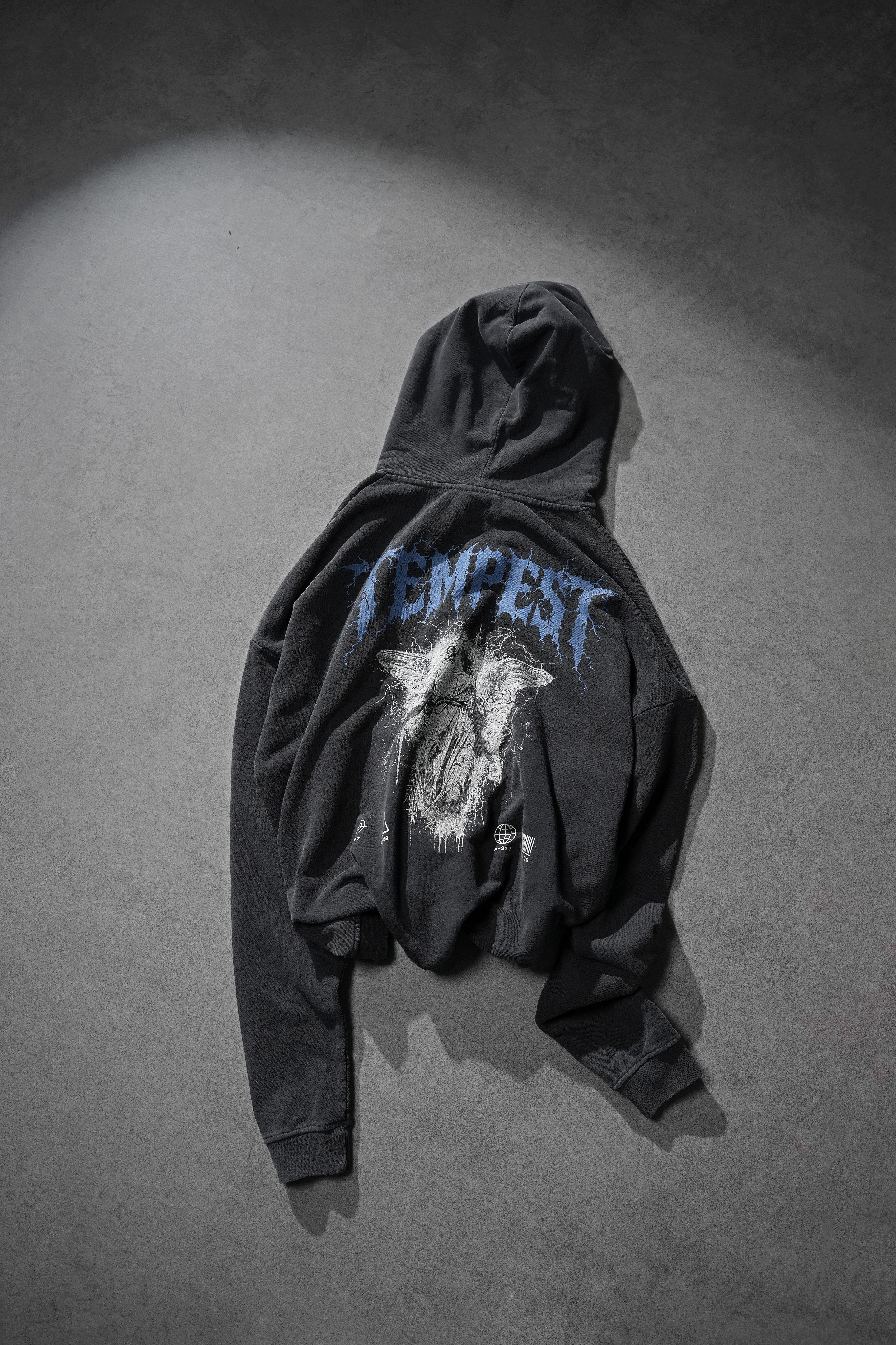 Erkek Siyah Tempest Özel Yıkamalı Oversize Hoodie · 3