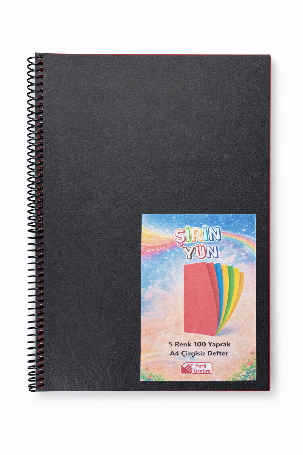 A4 Spiralli Karton Kapaklı 5 Renkli 100 Yaprak Çizgisiz Defter