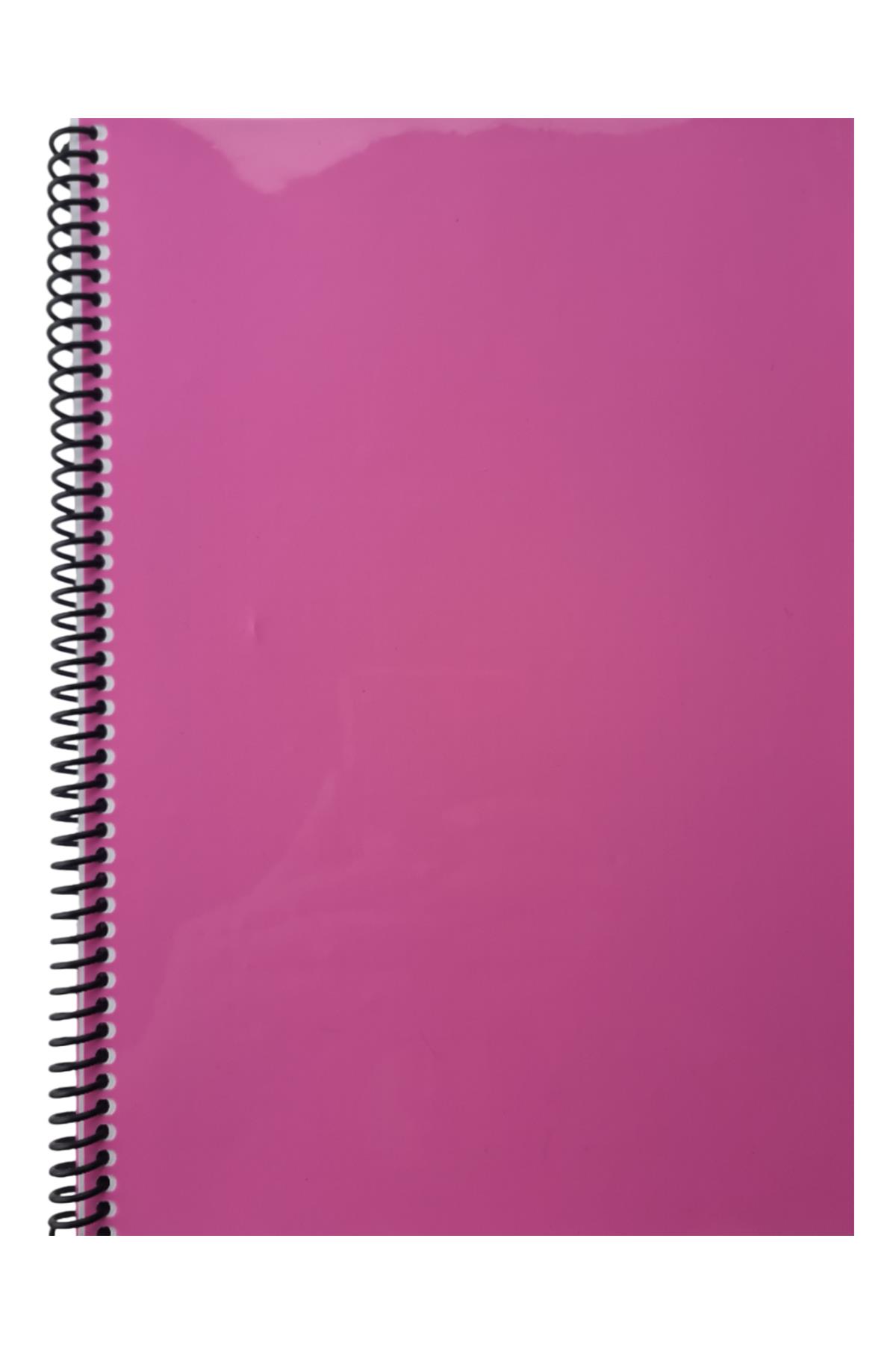 A4 Spiralli Pvc Kapaklı 80 Yaprak Kareli Defter 1 Adet Pembe