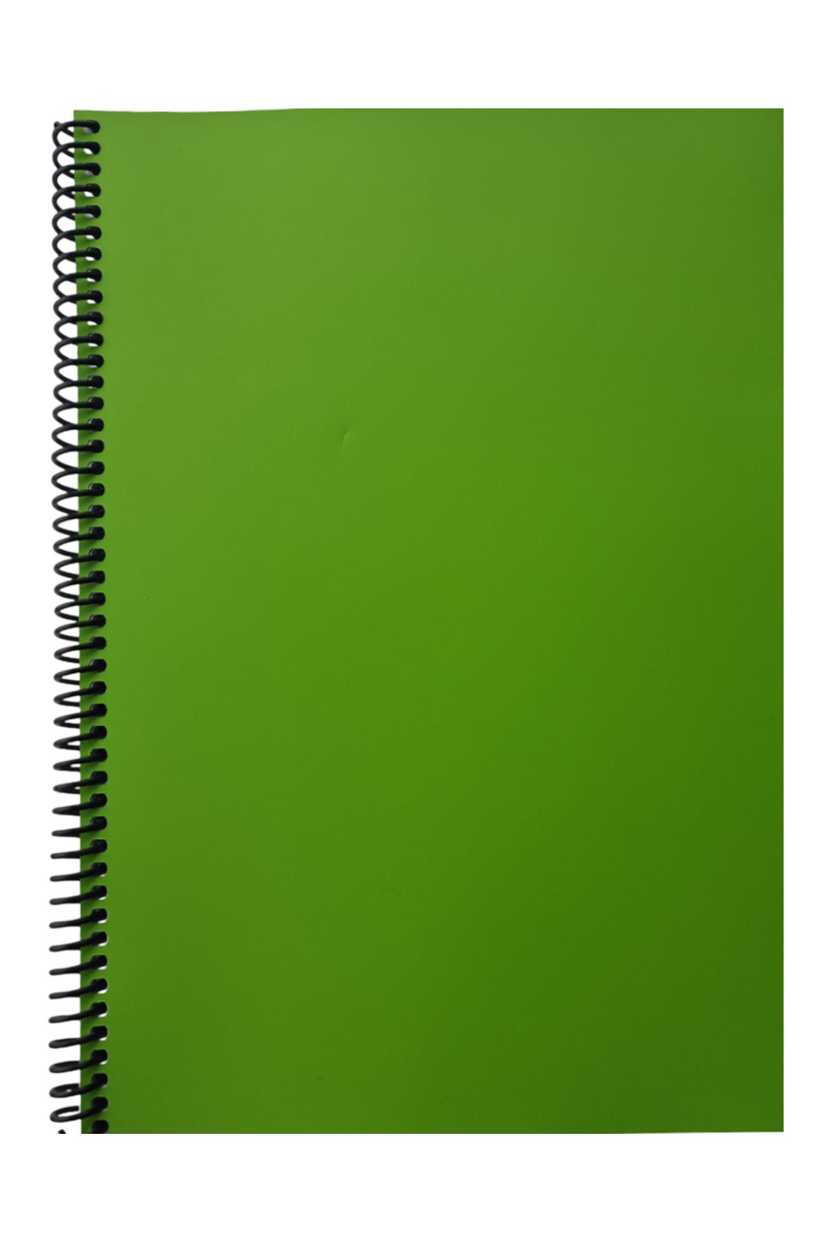 A4 Spiralli Pvc Kapaklı 80 Yaprak Kareli Defter 1 Adet Yeşil