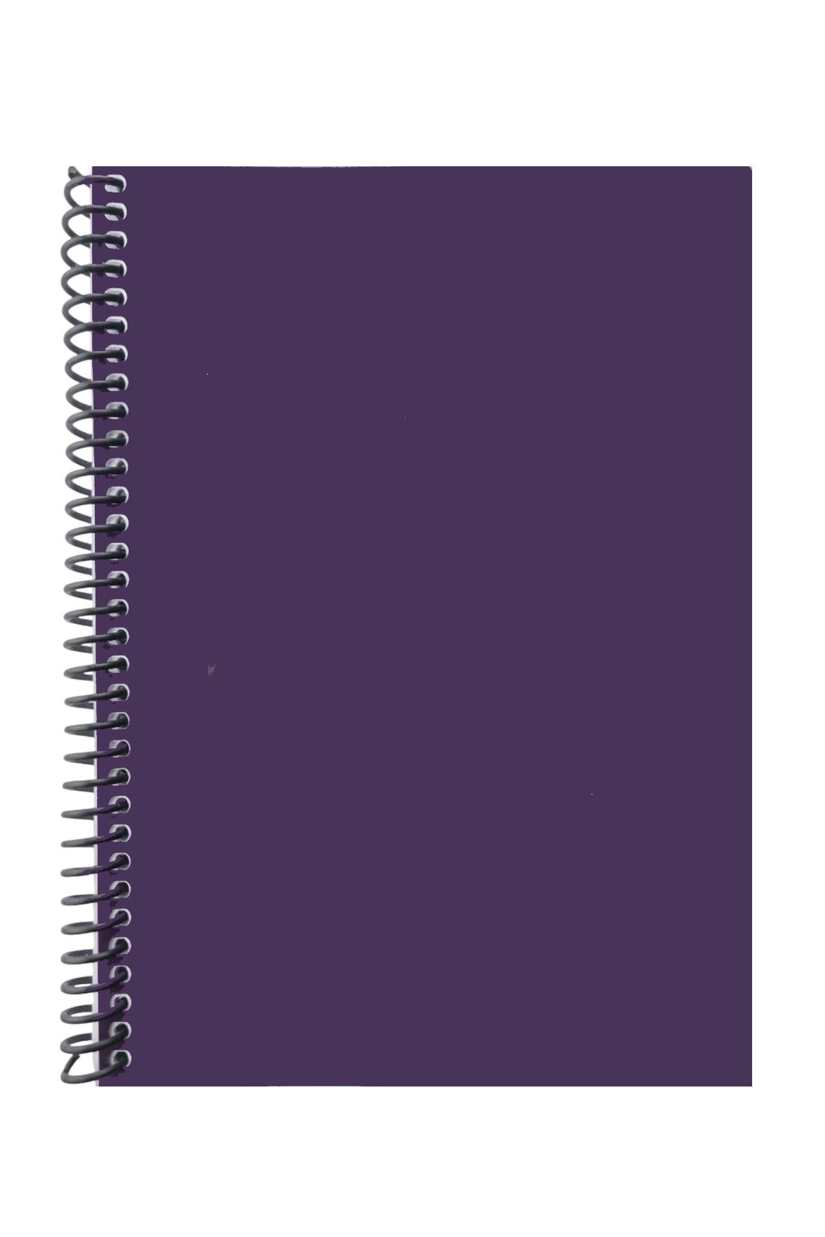 A5 Spiralli Pvc Kapaklı 80 Yaprak Çizgili Defter 1 Adet Mor