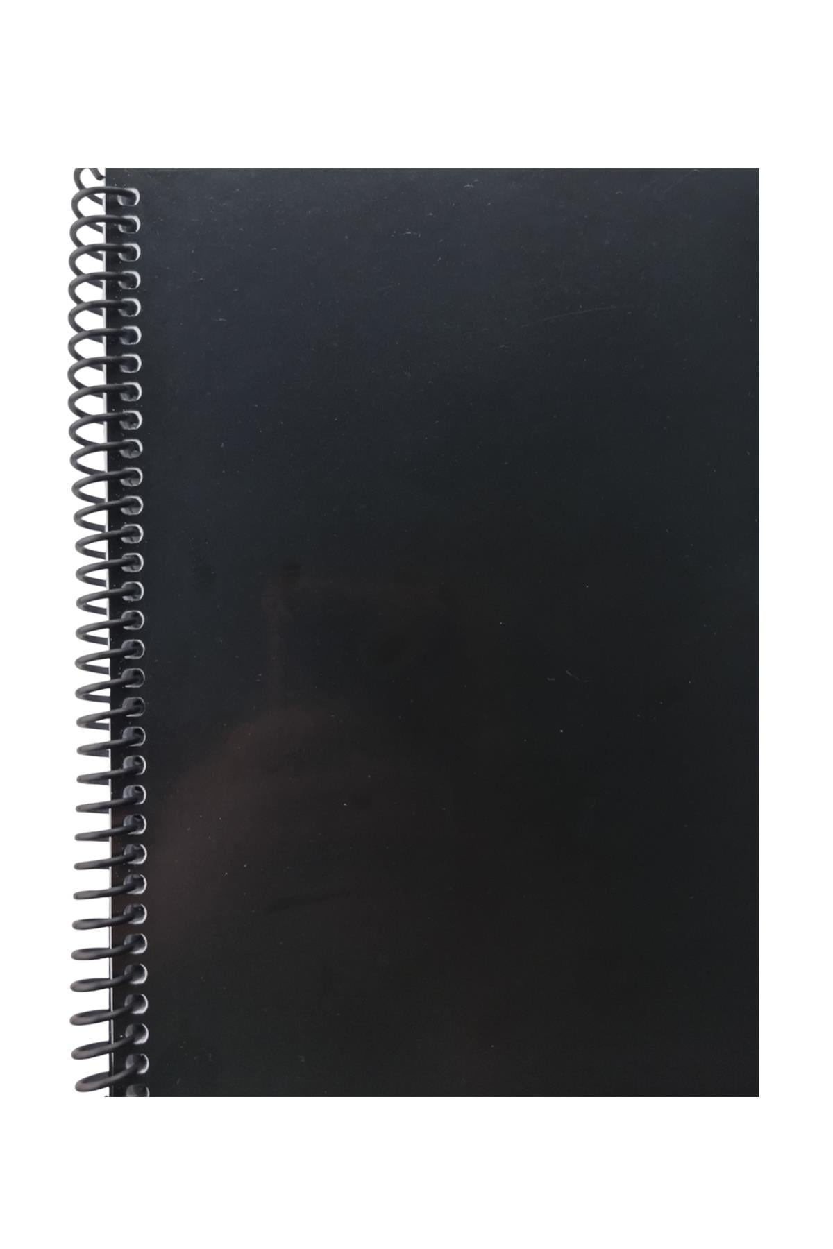 A5 Spiralli Pvc Kapaklı 80 Yaprak Çizgili Defter 1 Adet Siyah