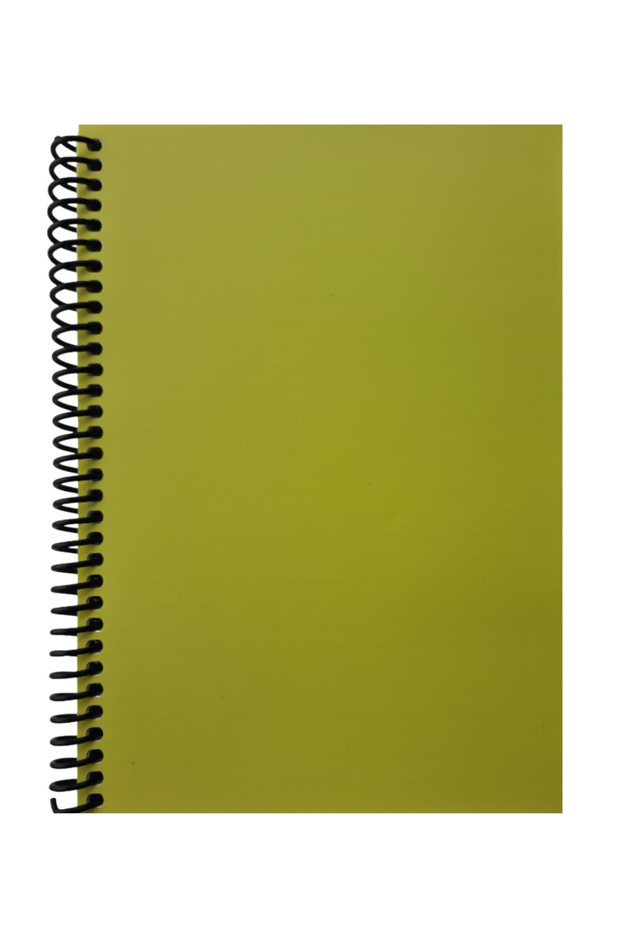 A5 Spiralli Pvc Kapaklı 80 Yaprak Çizgili Defter 1 Adet Neon Sarı
