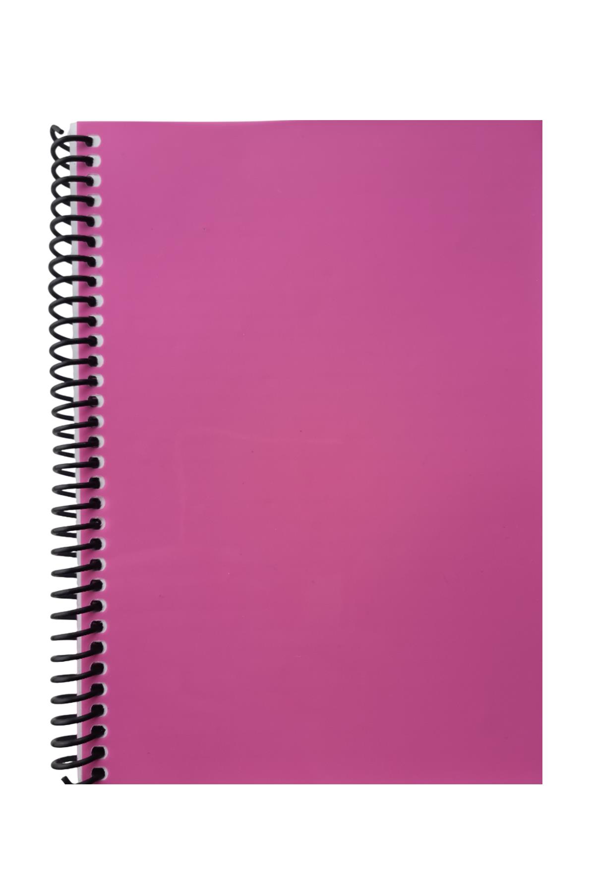 A5 Spiralli Pvc Kapaklı 80 Yaprak Çizgili Defter 1 Adet Pembe