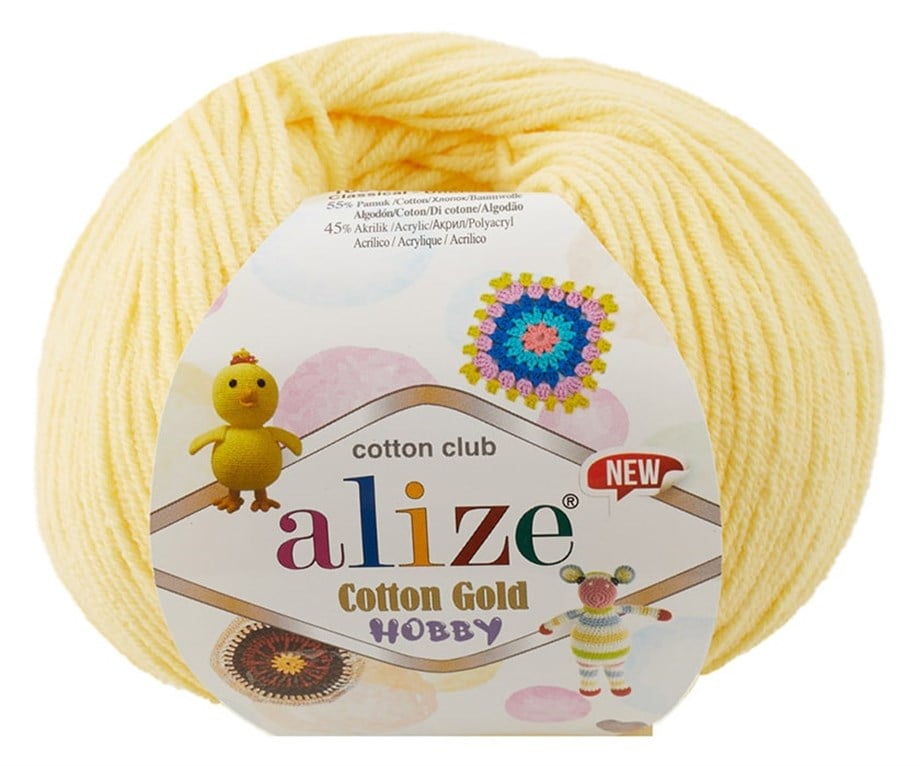 Alize Cotton Gold Hobby New 187 Açık Sarı Pamuklu El Örgü İpi