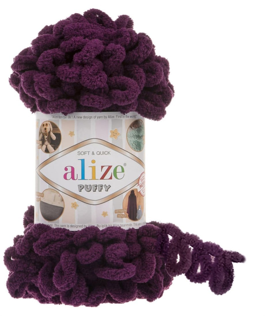 Alize Puffy 111 Mürdüm Parmakla Örülen El Örgü İpi