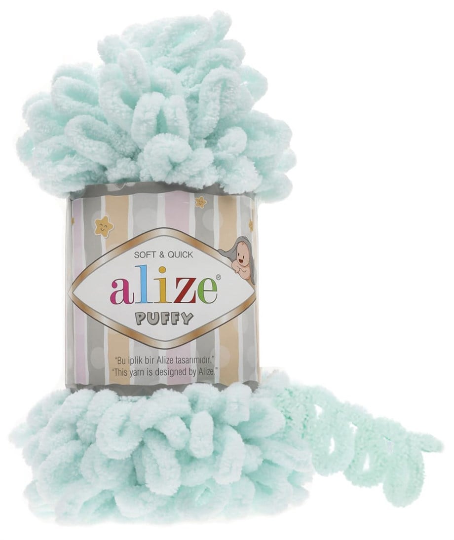 Alize Puffy 15 Su Yeşili Parmakla Örülen El Örgü İpi