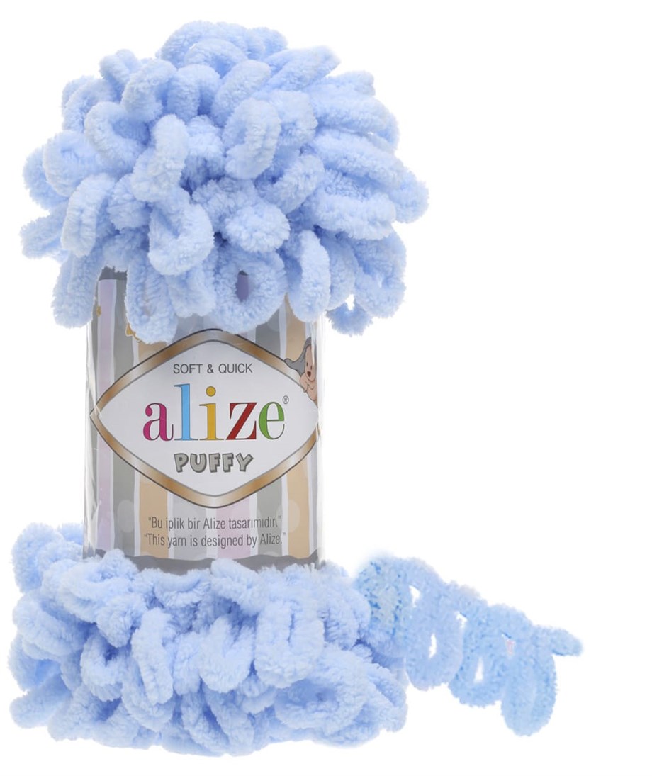 Alize Puffy 183 Açık Mavi Parmakla Örülen El Örgü İpi