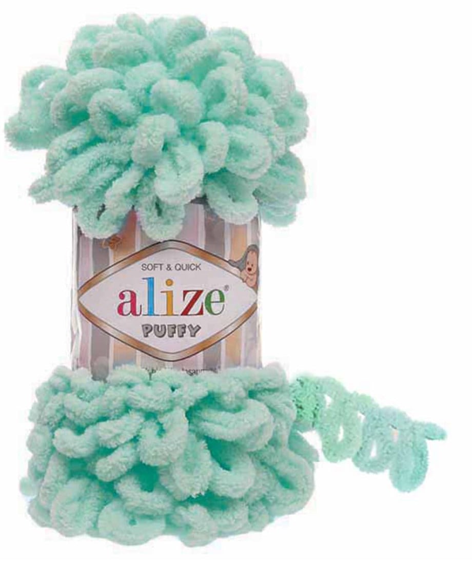Alize Puffy 19 Açık Mint Parmakla Örülen El Örgü İpi
