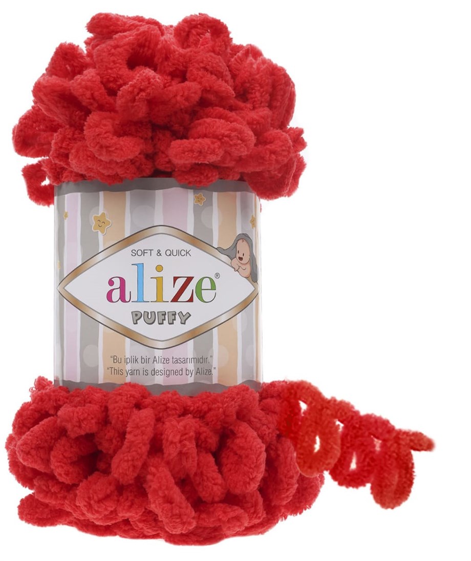 Alize Puffy 56 Kırmızı Parmakla Örülen El Örgü İpi