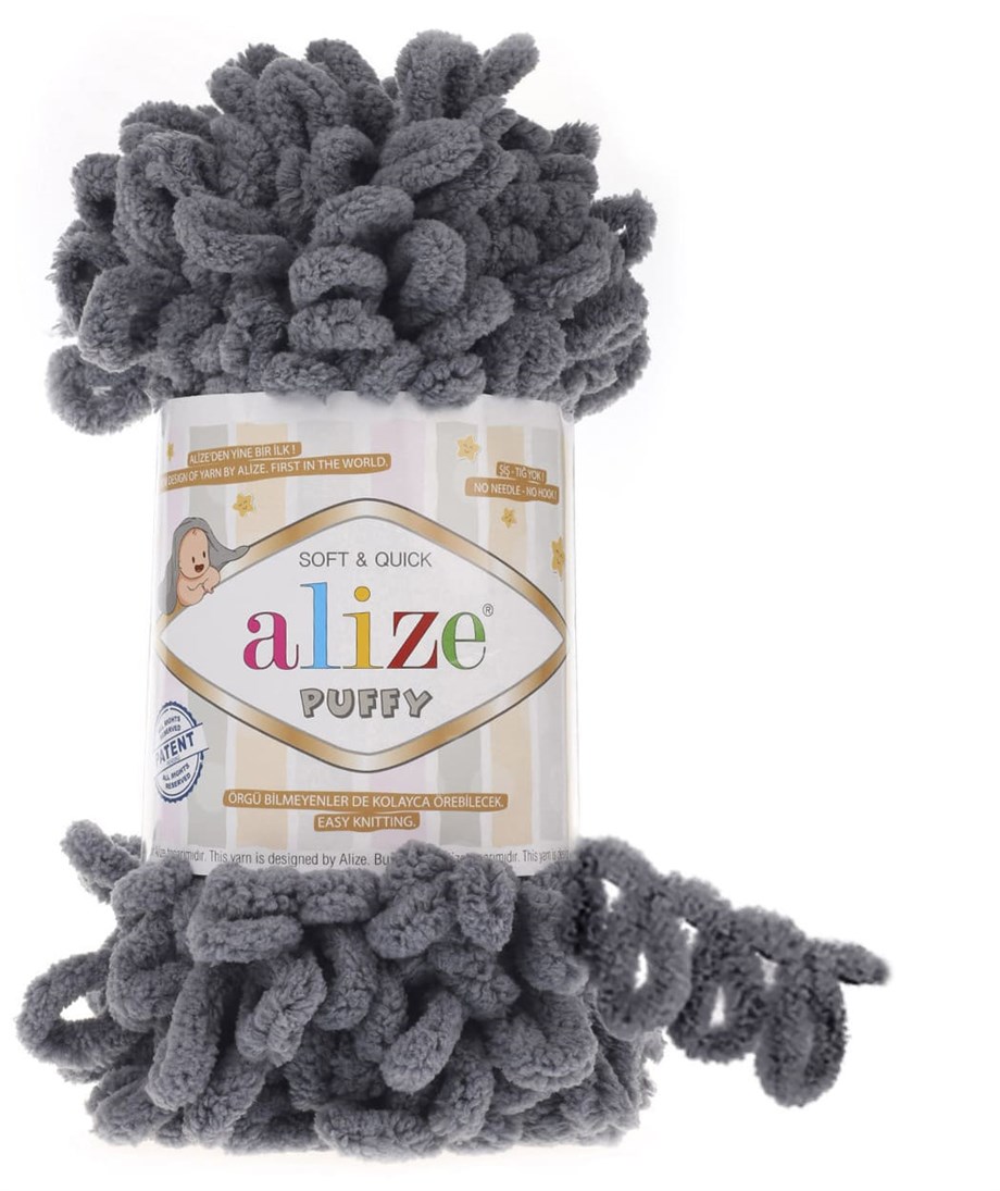 Alize Puffy 87 Kömür Gri Parmakla Örülen El Örgü İpi