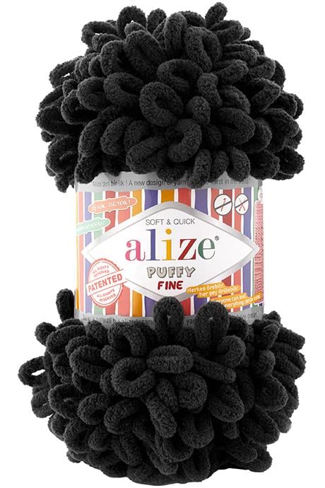 Alize Puffy Fine 1060 Mat Siyah (Küçük İlmekli)