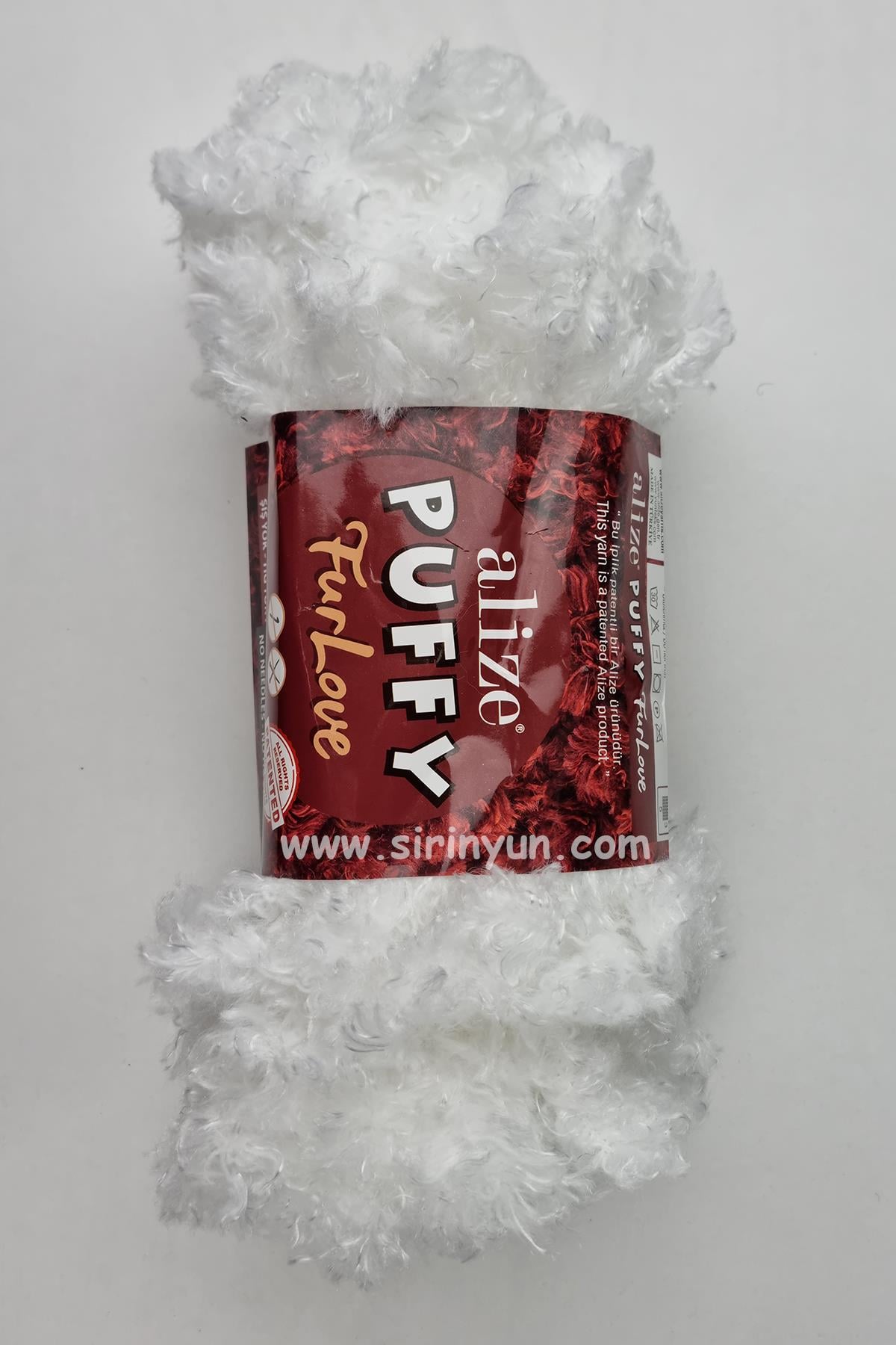 Alize Puffy FurLove Parmakla Örülen Örgü İpi 55 Beyaz