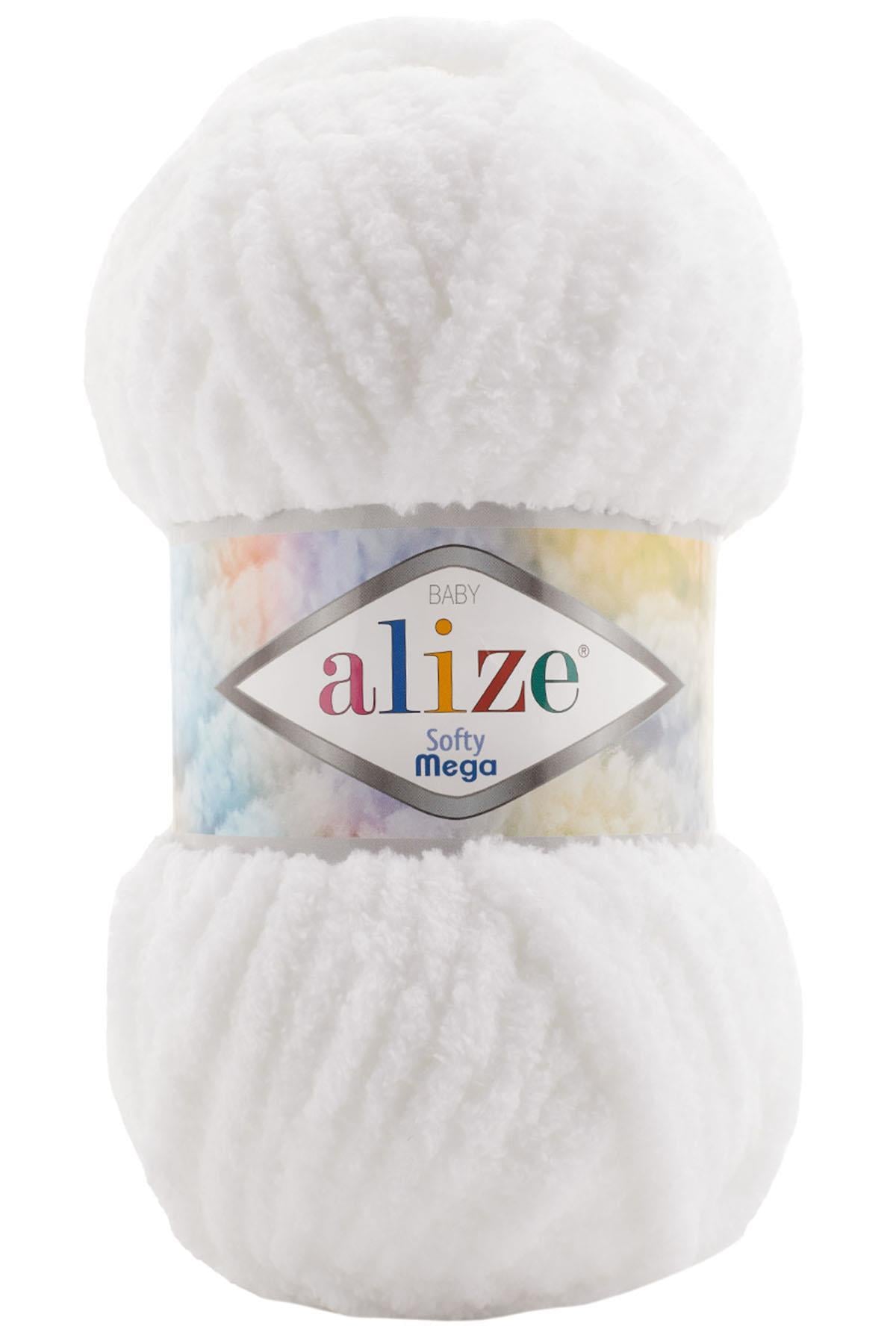 Alize Softy Mega (Kalın) 55 Beyaz El Örgü İpi