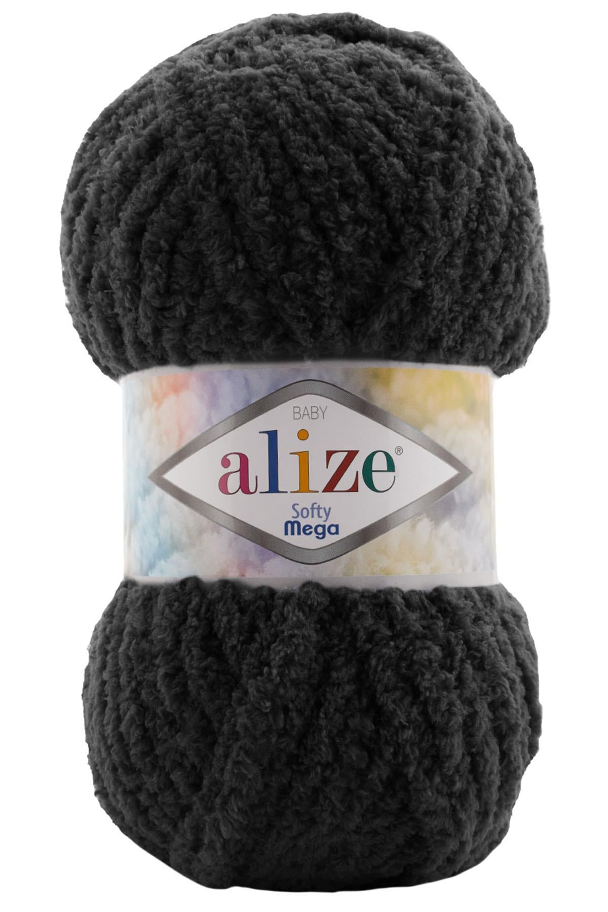 Alize Softy Mega (Kalın) 60 Siyah El Örgü İpi