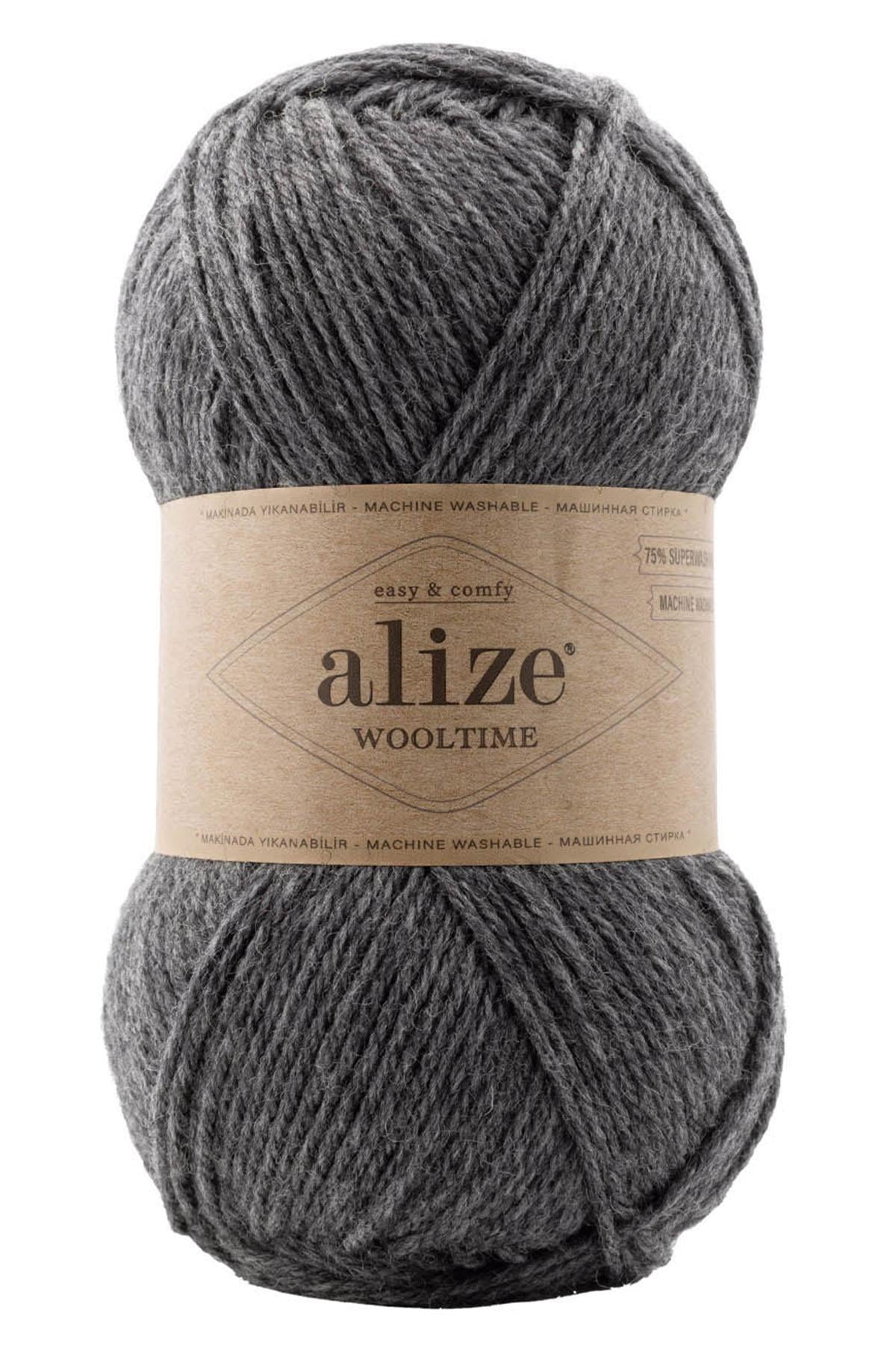 Alize Wool Time %75 Yünlü El Örgü İpi 182-Orta Gri Melanj