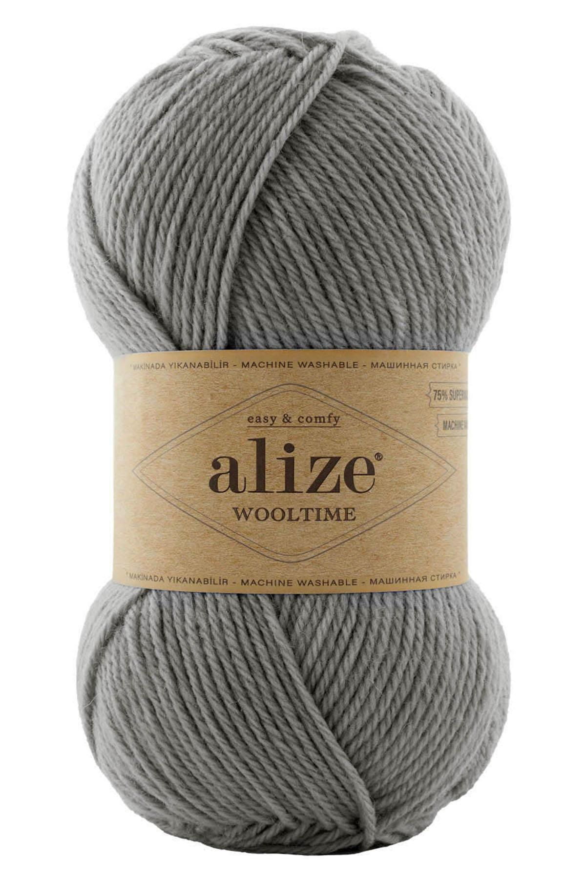 Alize Wool Time %75 Yünlü El Örgü İpi 21-Gri