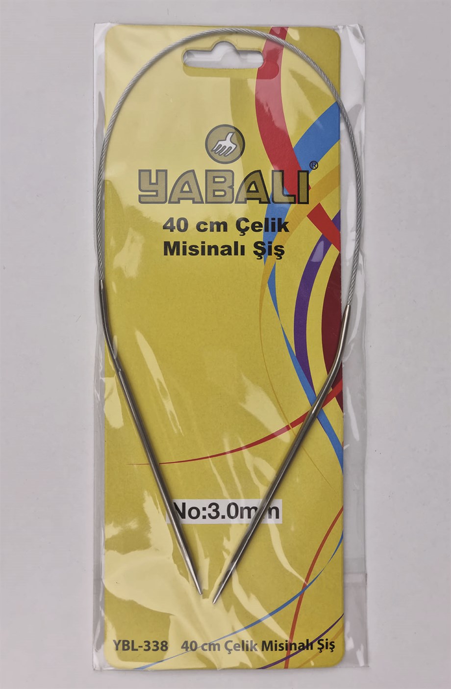 Yabalı 40 cm Çelik Misinalı Örgü Şişi 3 mm