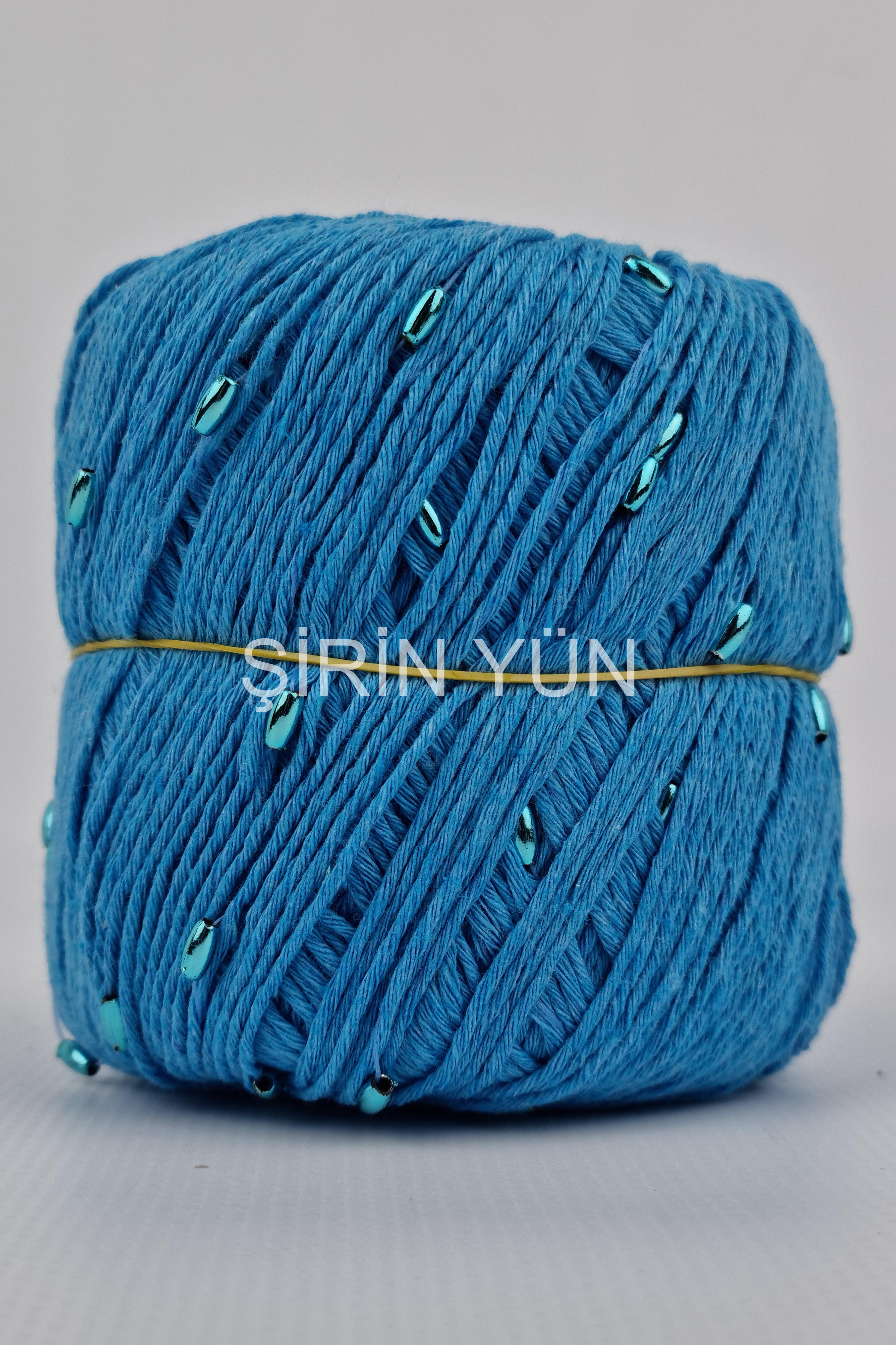 Boncuklu El Örgü İpi 50 Gram 150 Metre Mavi 3606