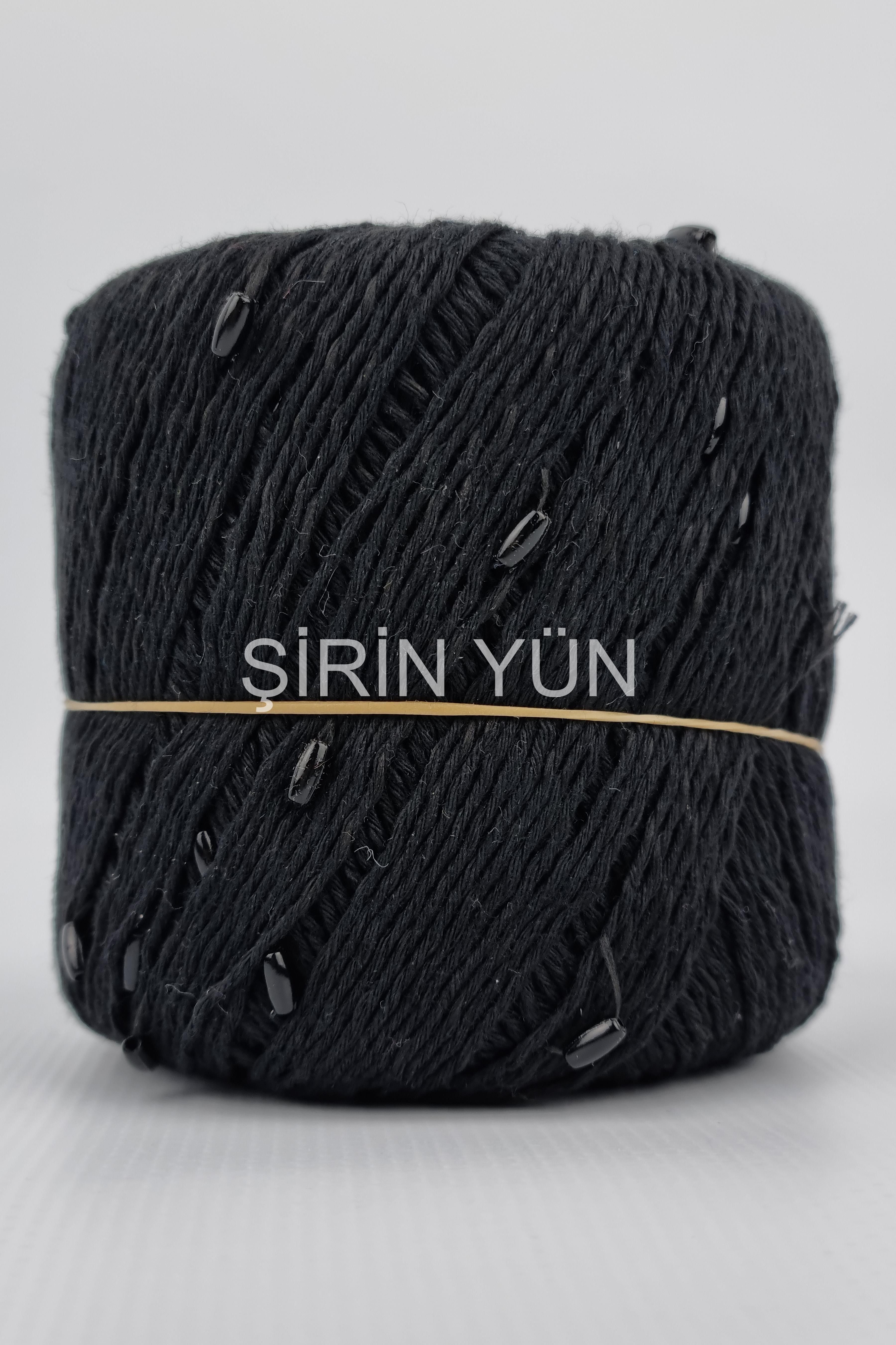 Boncuklu El Örgü İpi 50 Gram 150 Metre Siyah 3101