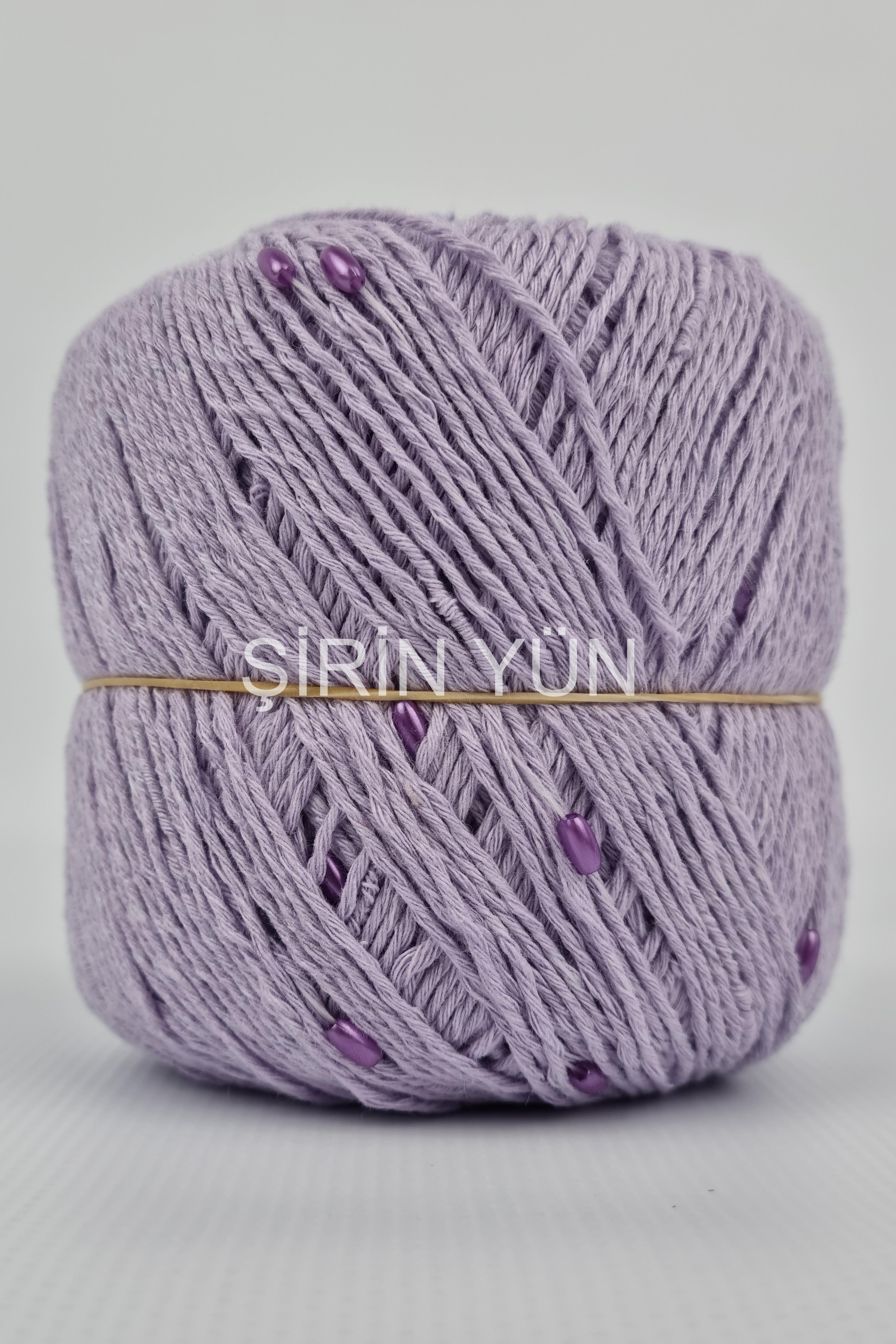 Boncuklu El Örgü İpi 50 Gram 150 Metre Lila 3505