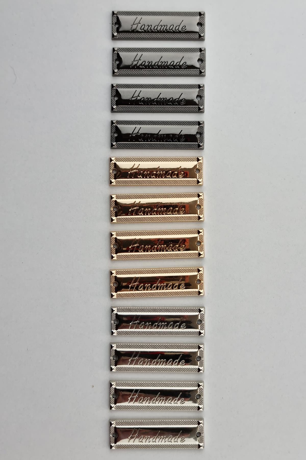 Dikilebilir Metal Handmade Çanta Etiketi 4x1.2 cm 