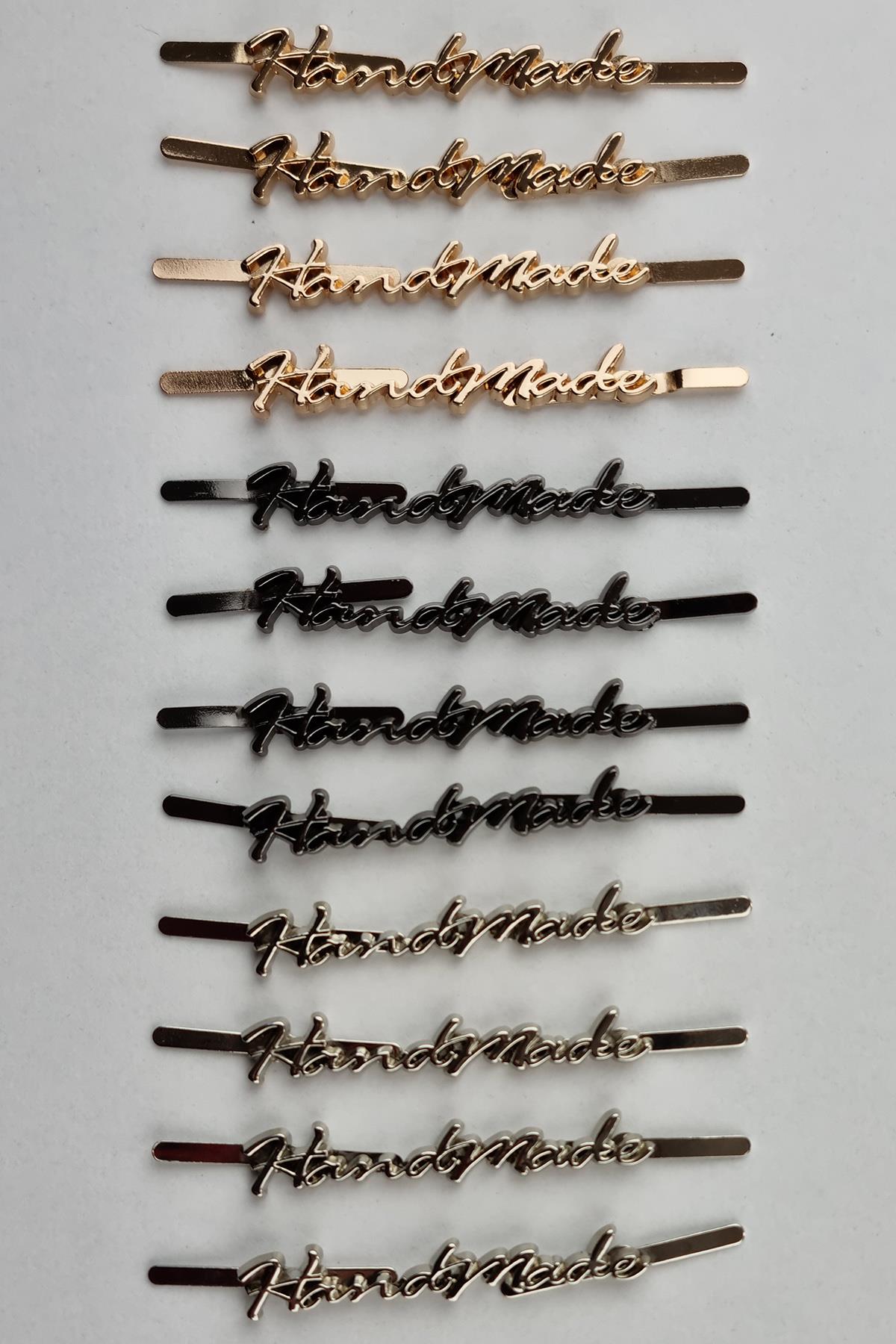 Geçirmeli Metal Handmade Çanta Etiketi 5 cmx0.7 cm